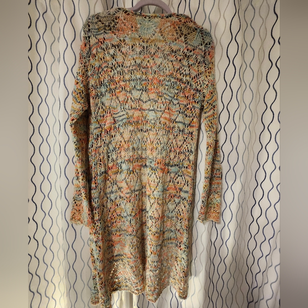Multicolor Open Knit Women's Cardigan - Picture 3 of 4